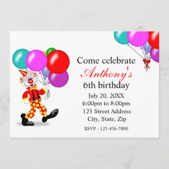 Clown Birthday Party Invitation by AJsGraphics at Zazzle