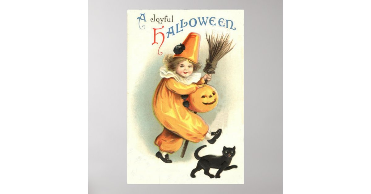 Clown Black Cat Jack O Lantern Pumpkin Poster | Zazzle