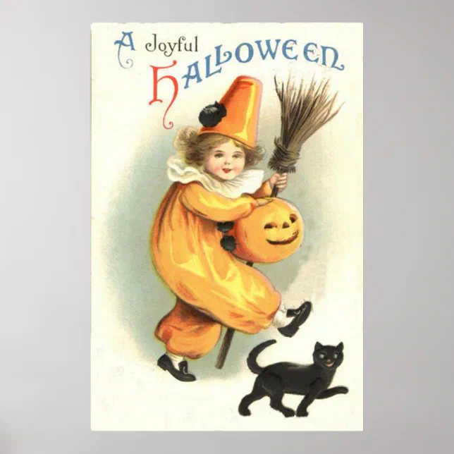 Clown Black Cat Jack O Lantern Pumpkin Poster | Zazzle