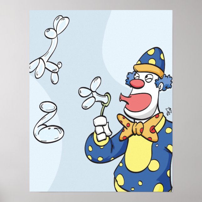 Clown Blowing Bubbles Poster (Front)