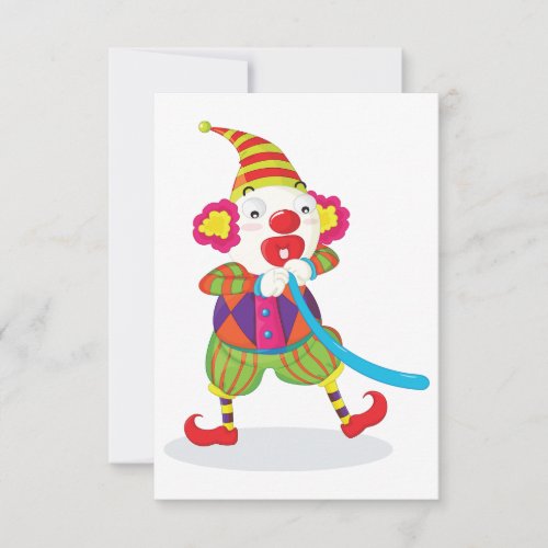 Clown Blowing Up Balloons Invitations