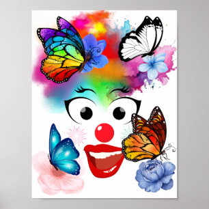 Clown,butterflies and pastel colors poster