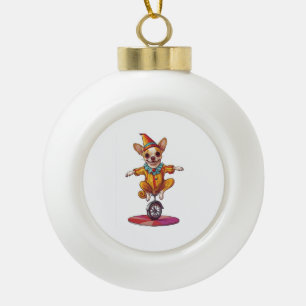 Clown Chihuahua � Funny Circus Dog Ceramic Ball Christmas Ornament