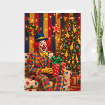 Clown Christmas & Rubber Chicken Tree Card