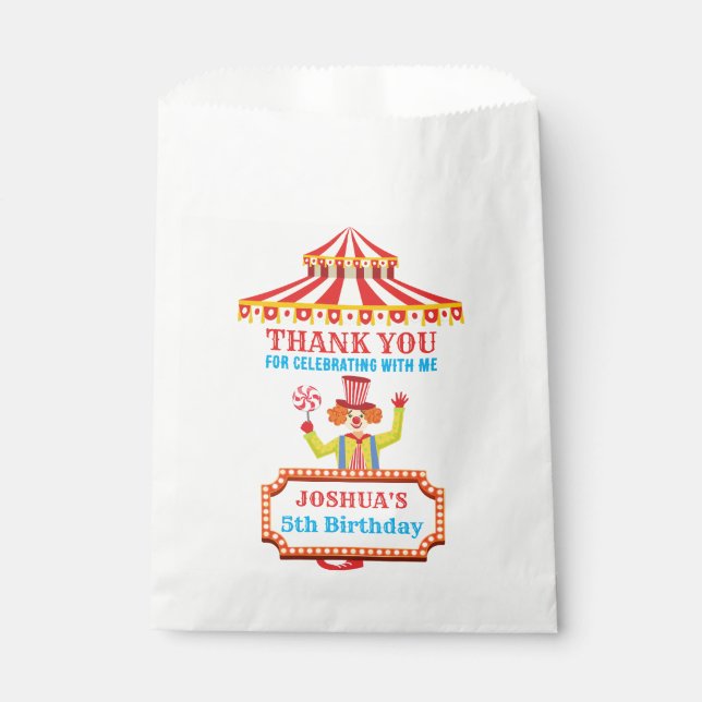 Clown circus carnival birthday party custom favor bag (Front)