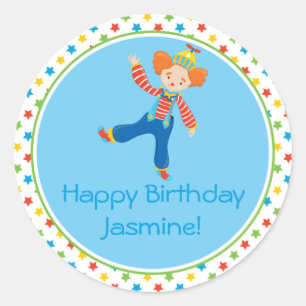Clown Circus Theme Personalized Classic Round Sticker