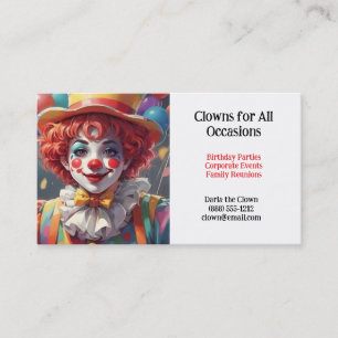 Clown Clowns for Birthday Parties Business Cards