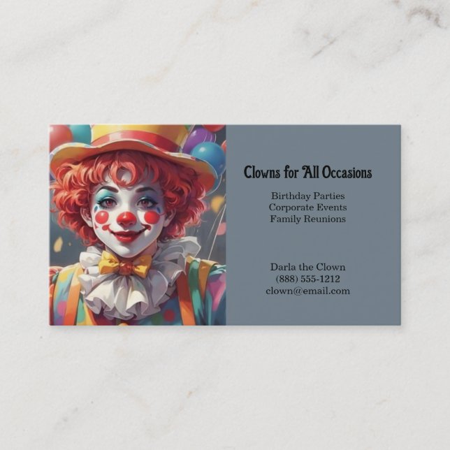 Clown Clowns for Birthday Parties Business Cards (Front)