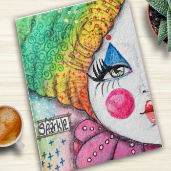 Clown Colorful Ombre Rainbow Mime Inspirational Jigsaw Puzzle by MelroseOriginals at Zazzle