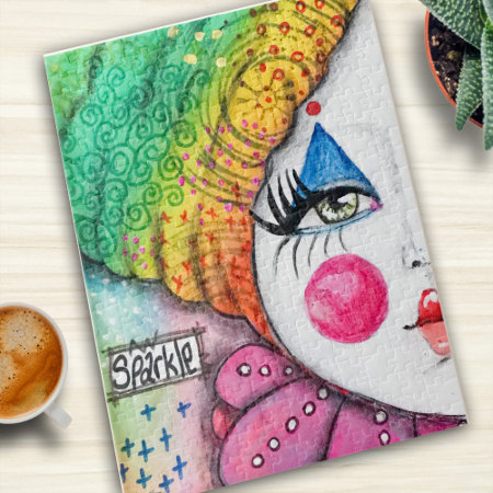 Clown Colorful Ombre Rainbow Mime Inspirational Jigsaw Puzzle