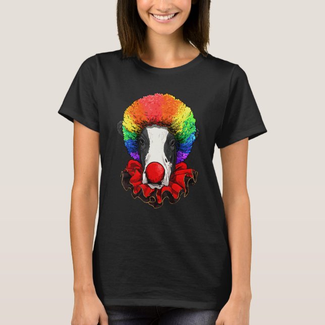 Clown Cow Carnival Circus Staff Farm Animal Cow  F T-Shirt (Front)