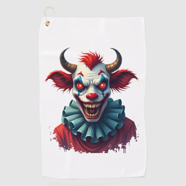 Clown Cow of Terror Golf Towel (Front)