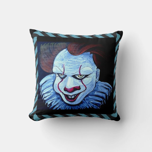 Clown:Evil Throw Pillow (Front)