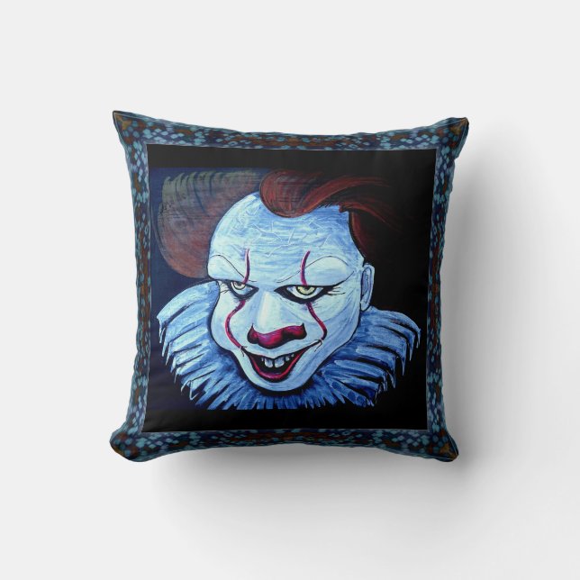 Clown:Evil Throw Pillow (Front)