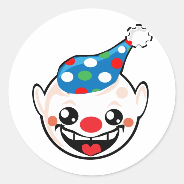clown face classic round sticker (Front)