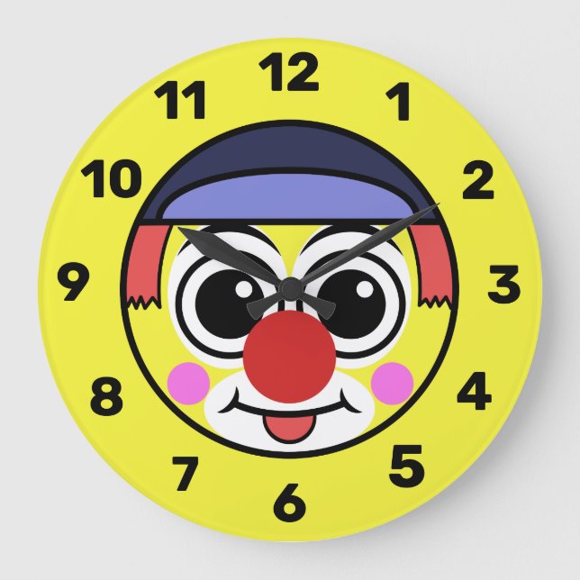 Clown Face Emoji Large Clock (Front)