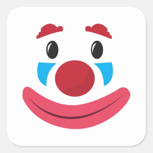 Clown Face Square Sticker