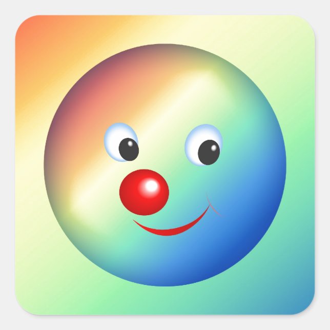 Clown Face Square Sticker (Front)