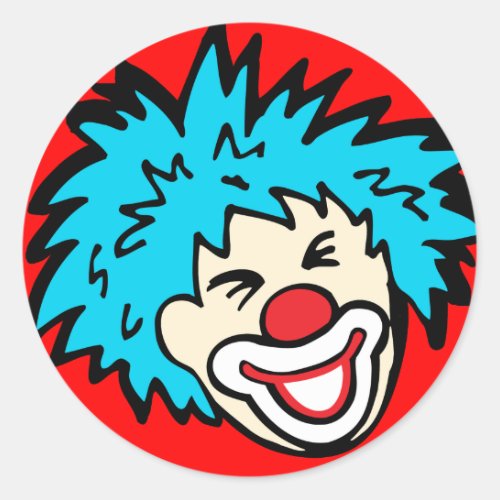 Clown face with blue hair smile sticker