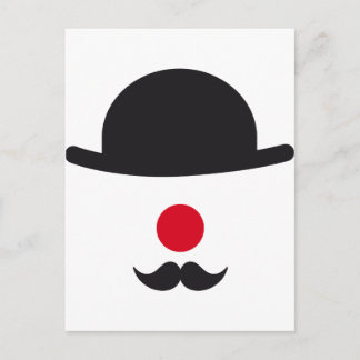 clown face with hat, red nose and mustache postcard