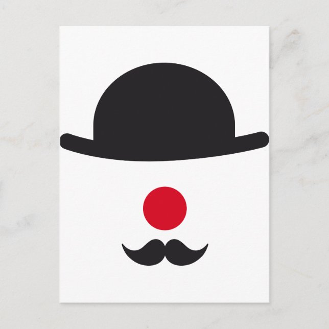 clown face with hat, red nose and mustache postcard (Front)