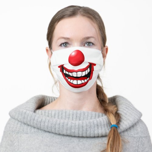 Clown Face with red nose and smile Adult Cloth Face Mask