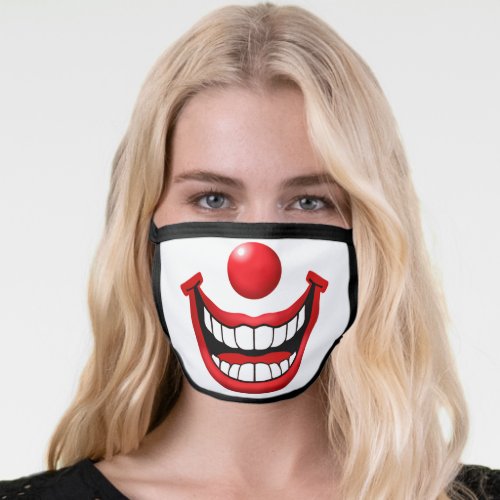 Clown Face with red nose and smile Face Mask