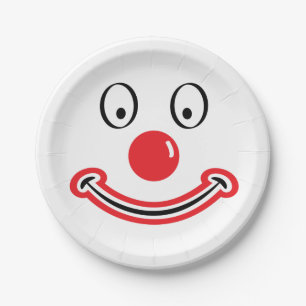 Clown face with red nose. Clowish face  Paper Plates