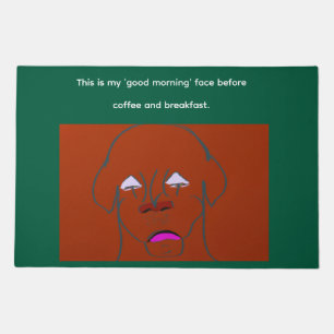 Clown-Faced Dog Cartoon Sketch Doormat