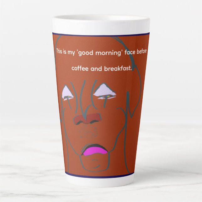 Clown-Faced Dog Cartoon Sketch Latte Mug (Front)