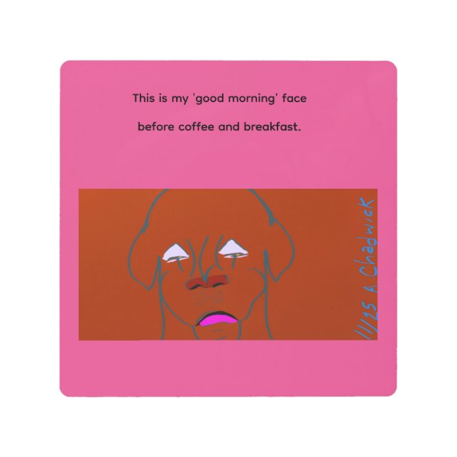 Clown-Faced Dog Cartoon Sketch Metal Print (Front)