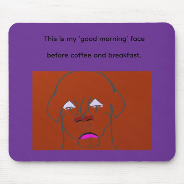 Clown-Faced Dog Cartoon Sketch  Mouse Pad (Front)