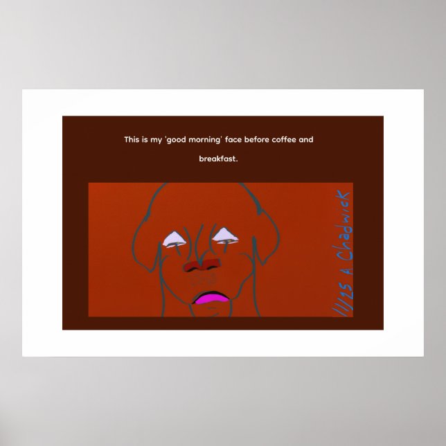 Clown-Faced Dog Cartoon Sketch Poster (Front)