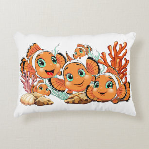 Clown fish Cartoon cute Family Underwater Accent Pillow