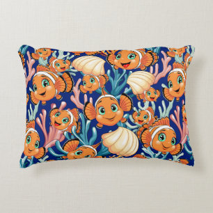 Clown fish Cartoon cute Family Underwater Accent Pillow