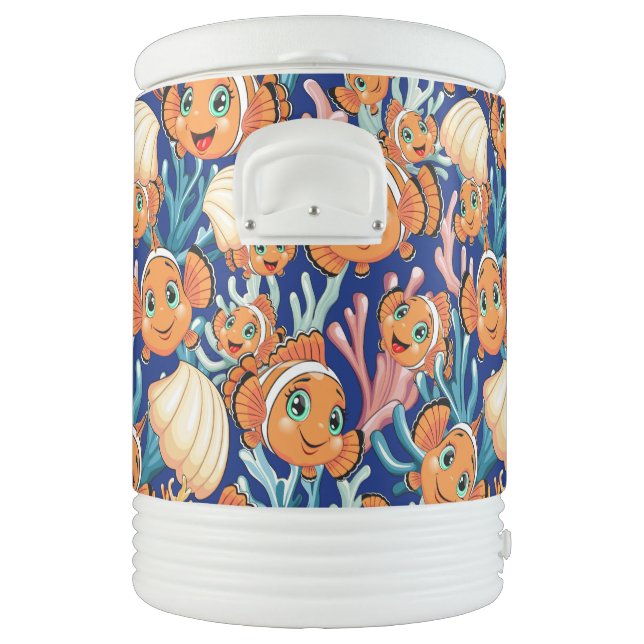 Clown fish Cartoon cute Family Underwater Beverage Cooler (Left)