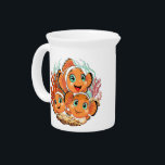 Clown fish Cartoon cute Family Underwater Beverage Pitcher<br><div class="desc">Cute and Joyful little Clownfish Cartoon Characters swimming together on underwater Coral Reef Background. Original Vector Illustration Copyright BluedarkArt.</div>