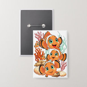 Clown fish Cartoon cute Family Underwater Button