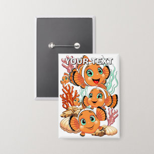 Clown fish Cartoon cute Family Underwater Button