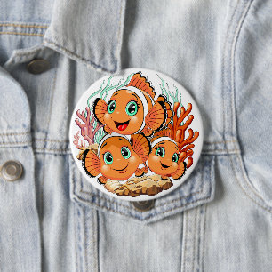 Clown fish Cartoon cute Family Underwater Button
