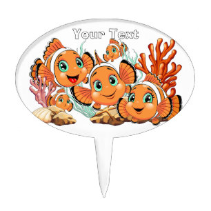 Clown fish Cartoon cute Family Underwater Cake Topper