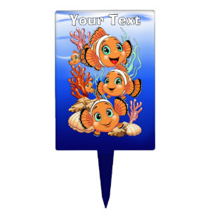 Clown fish Cartoon cute Family Underwater Cake Topper