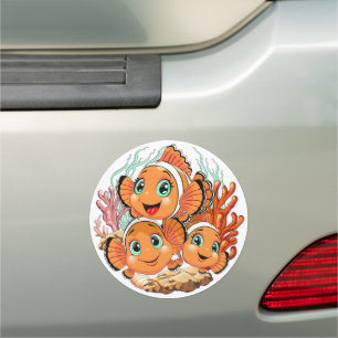 Clown fish Cartoon cute Family Underwater Car Magnet