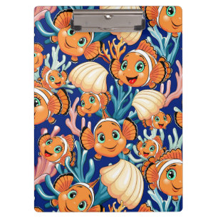 Clown fish Cartoon cute Family Underwater Clipboard
