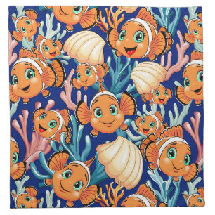 Clown fish Cartoon cute Family Underwater Cloth Napkin