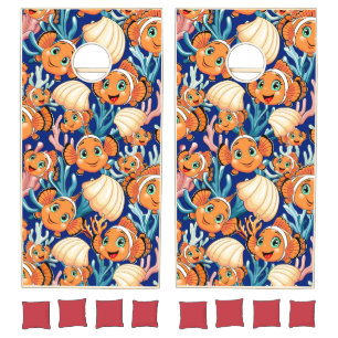 Clown fish Cartoon cute Family Underwater Cornhole Set