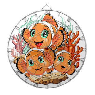 Clown fish Cartoon cute Family Underwater Dart Board