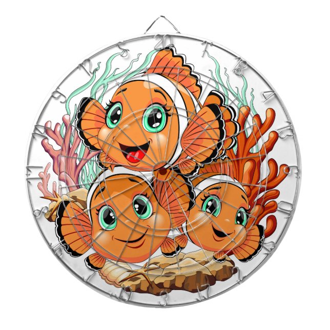 Clown fish Cartoon cute Family Underwater Dart Board (Front)