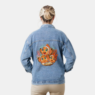Clown fish Cartoon cute Family Underwater Denim Jacket