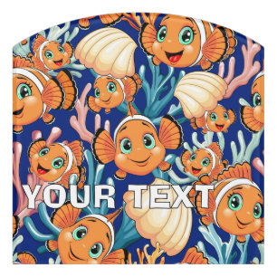 Clown fish Cartoon cute Family Underwater Door Sign